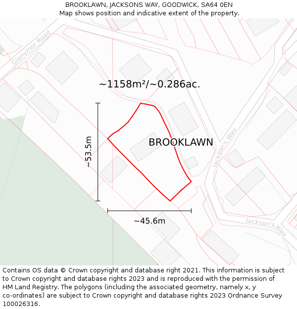 BROOKLAWN, JACKSONS WAY, GOODWICK, SA64 0EN: Plot and title map