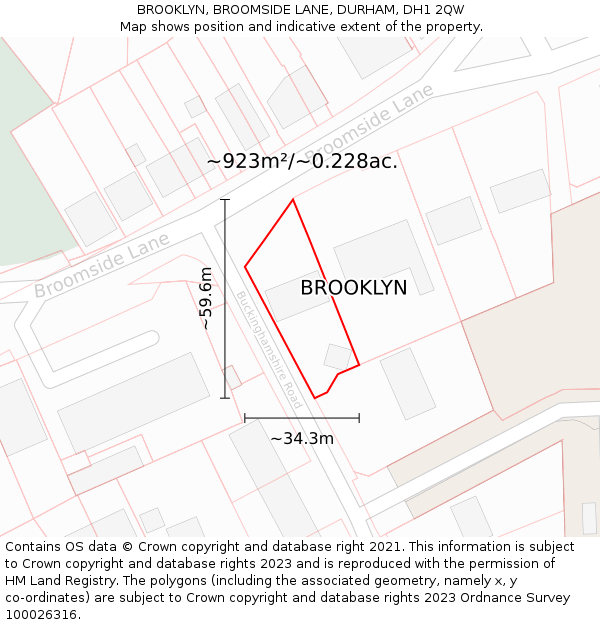 BROOKLYN, BROOMSIDE LANE, DURHAM, DH1 2QW: Plot and title map