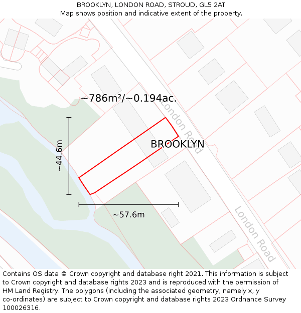 BROOKLYN, LONDON ROAD, STROUD, GL5 2AT: Plot and title map