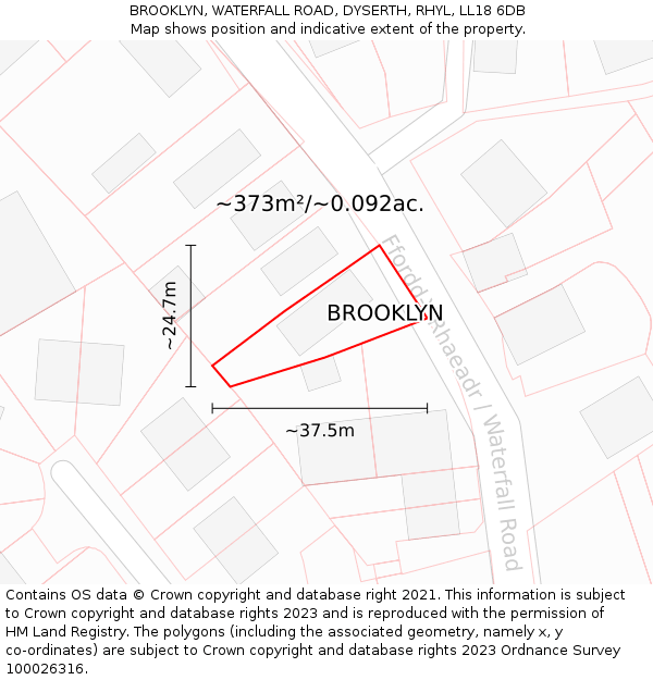 BROOKLYN, WATERFALL ROAD, DYSERTH, RHYL, LL18 6DB: Plot and title map