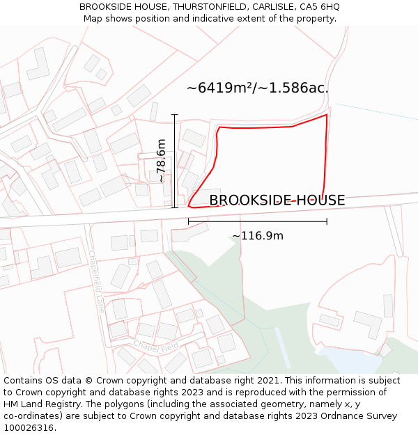 BROOKSIDE HOUSE, THURSTONFIELD, CARLISLE, CA5 6HQ: Plot and title map