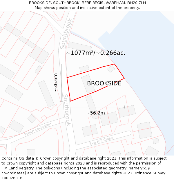 BROOKSIDE, SOUTHBROOK, BERE REGIS, WAREHAM, BH20 7LH: Plot and title map