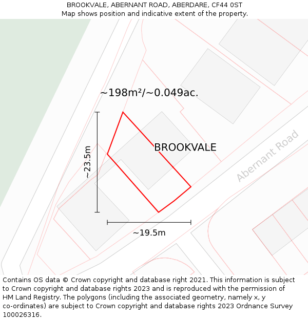 BROOKVALE, ABERNANT ROAD, ABERDARE, CF44 0ST: Plot and title map