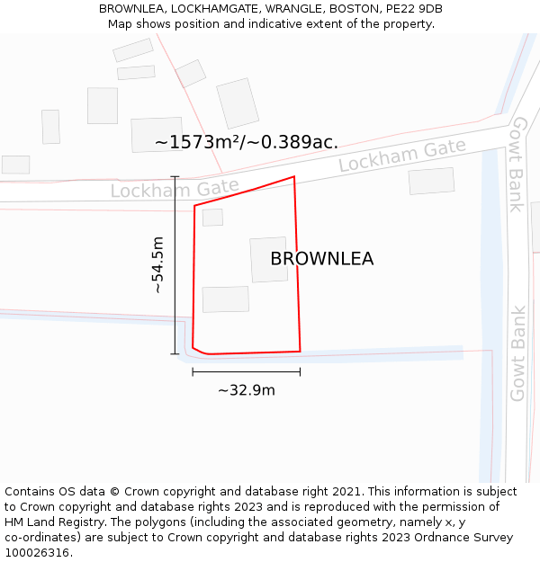 BROWNLEA, LOCKHAMGATE, WRANGLE, BOSTON, PE22 9DB: Plot and title map