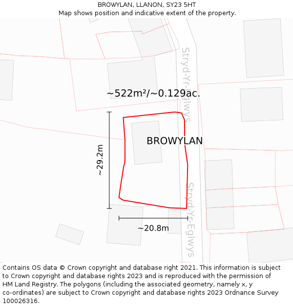 BROWYLAN, LLANON, SY23 5HT: Plot and title map