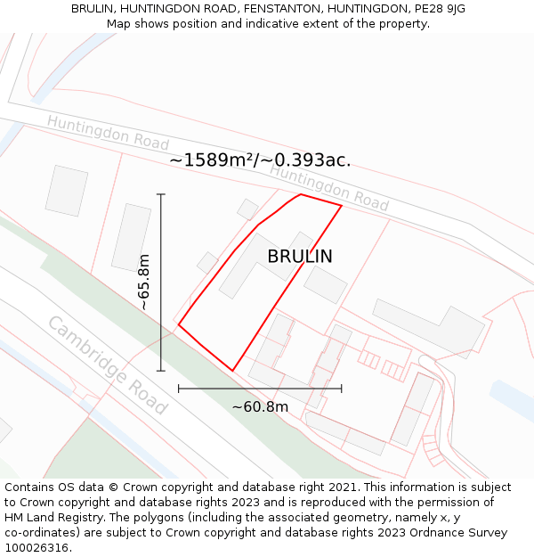 BRULIN, HUNTINGDON ROAD, FENSTANTON, HUNTINGDON, PE28 9JG: Plot and title map