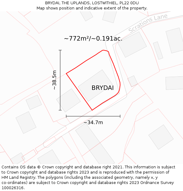 BRYDAI, THE UPLANDS, LOSTWITHIEL, PL22 0DU: Plot and title map