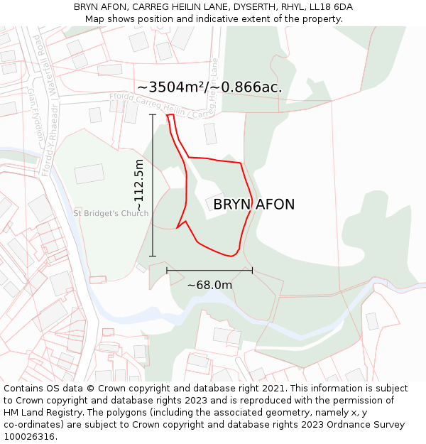 BRYN AFON, CARREG HEILIN LANE, DYSERTH, RHYL, LL18 6DA: Plot and title map