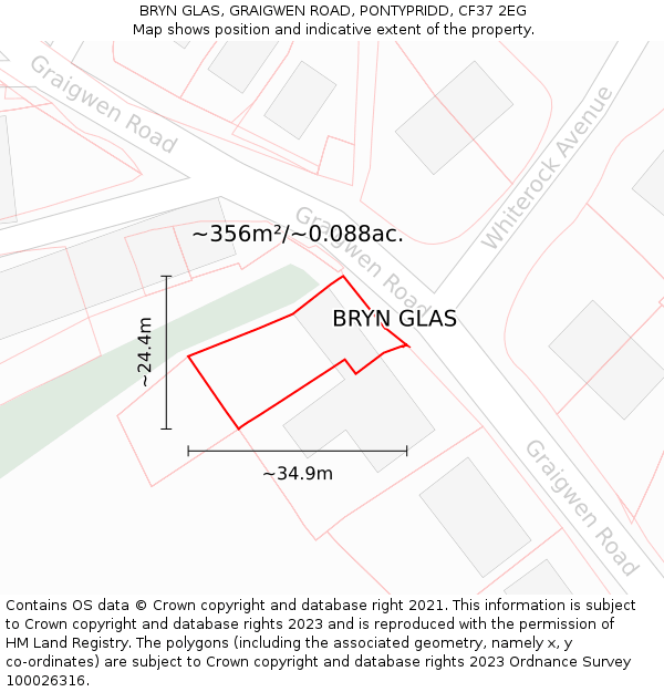 BRYN GLAS, GRAIGWEN ROAD, PONTYPRIDD, CF37 2EG: Plot and title map