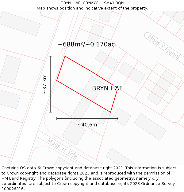 BRYN HAF, CRYMYCH, SA41 3QN: Plot and title map