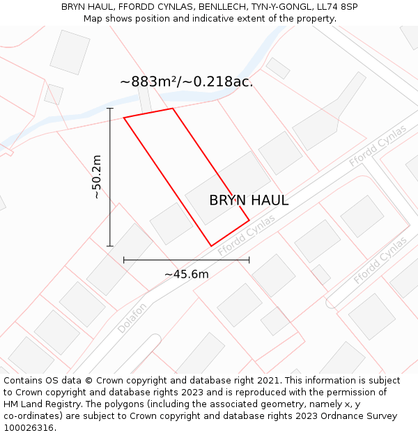 BRYN HAUL, FFORDD CYNLAS, BENLLECH, TYN-Y-GONGL, LL74 8SP: Plot and title map