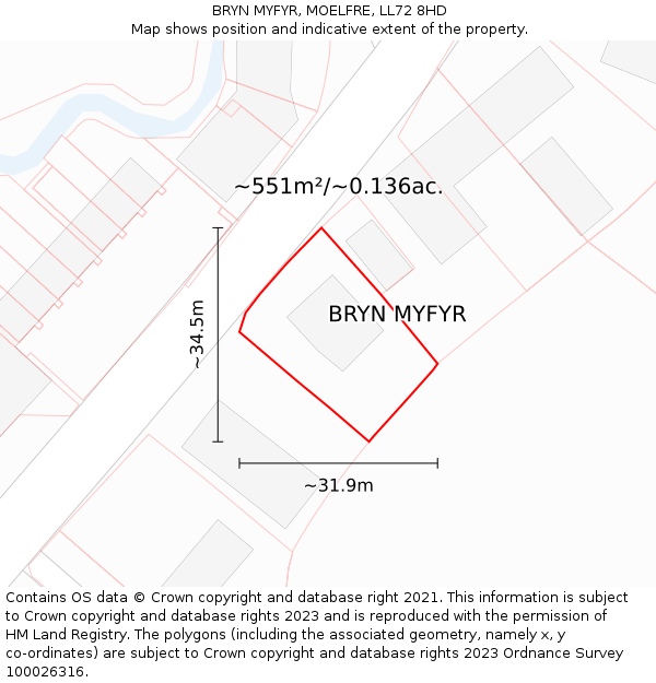 BRYN MYFYR, MOELFRE, LL72 8HD: Plot and title map