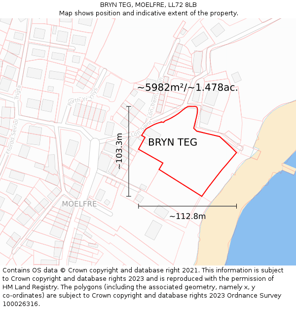 BRYN TEG, MOELFRE, LL72 8LB: Plot and title map