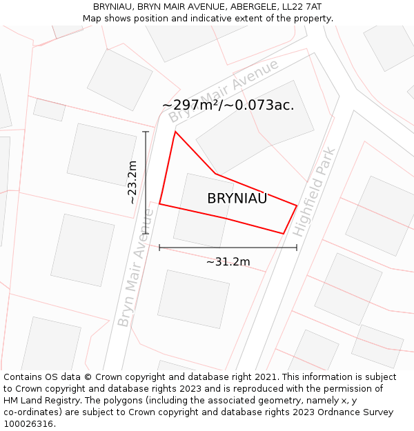 BRYNIAU, BRYN MAIR AVENUE, ABERGELE, LL22 7AT: Plot and title map