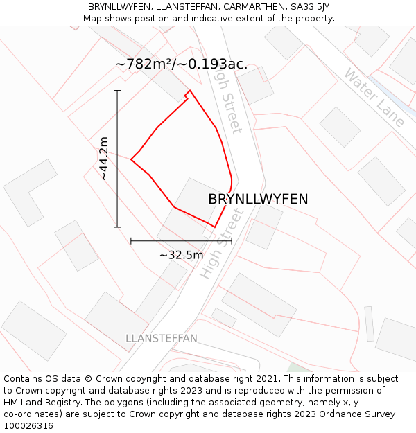 BRYNLLWYFEN, LLANSTEFFAN, CARMARTHEN, SA33 5JY: Plot and title map