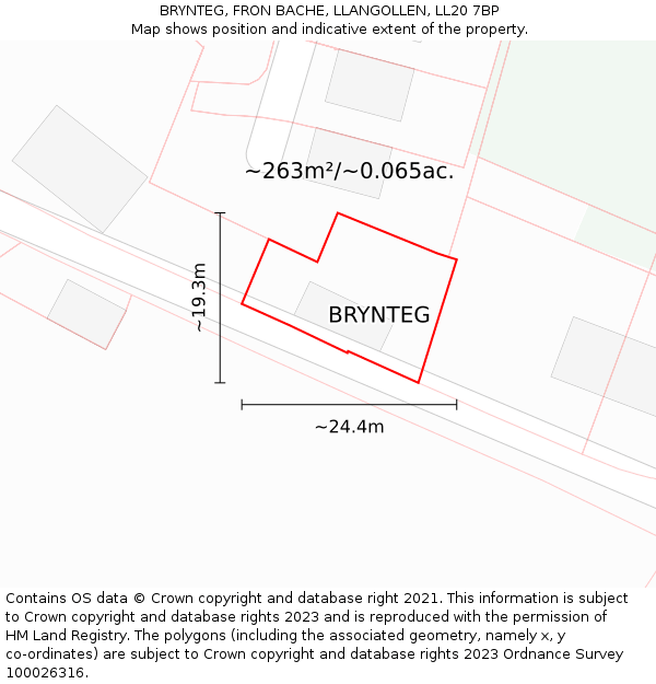 BRYNTEG, FRON BACHE, LLANGOLLEN, LL20 7BP: Plot and title map