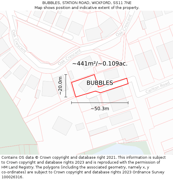 BUBBLES, STATION ROAD, WICKFORD, SS11 7NE: Plot and title map