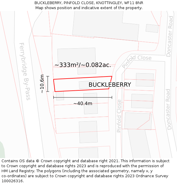 BUCKLEBERRY, PINFOLD CLOSE, KNOTTINGLEY, WF11 8NR: Plot and title map