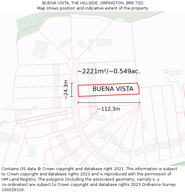 BUENA VISTA, THE HILLSIDE, ORPINGTON, BR6 7SD: Plot and title map