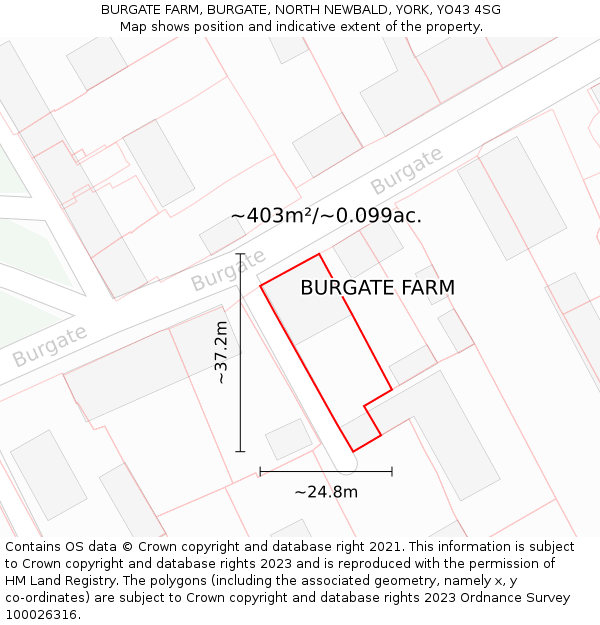 BURGATE FARM, BURGATE, NORTH NEWBALD, YORK, YO43 4SG: Plot and title map