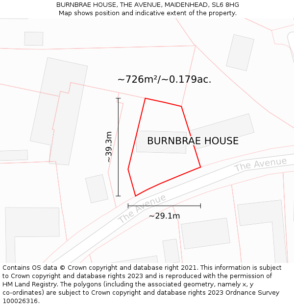 BURNBRAE HOUSE, THE AVENUE, MAIDENHEAD, SL6 8HG: Plot and title map