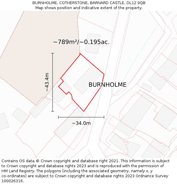 BURNHOLME, COTHERSTONE, BARNARD CASTLE, DL12 9QB: Plot and title map