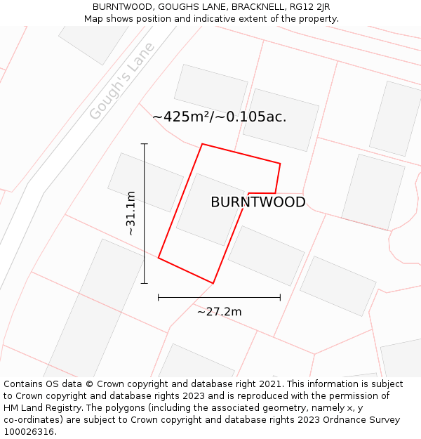 BURNTWOOD, GOUGHS LANE, BRACKNELL, RG12 2JR: Plot and title map