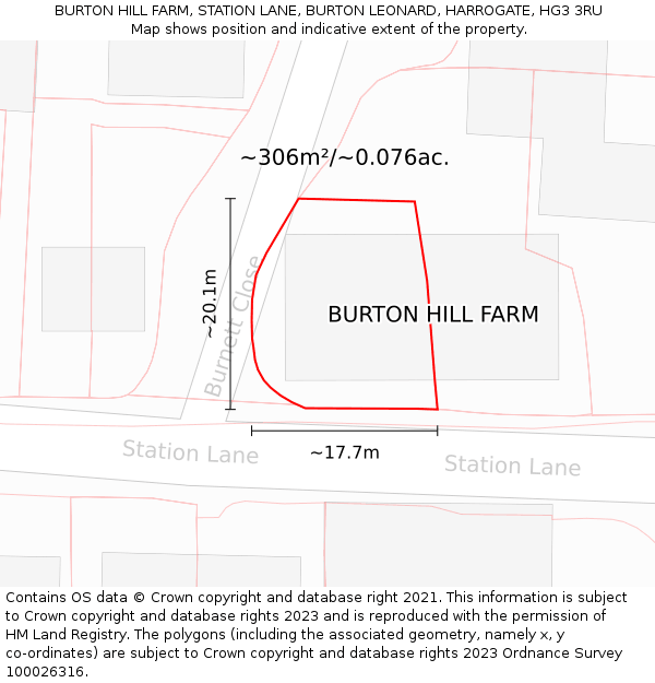 BURTON HILL FARM, STATION LANE, BURTON LEONARD, HARROGATE, HG3 3RU: Plot and title map