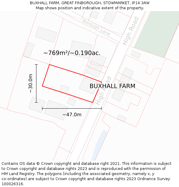 BUXHALL FARM, GREAT FINBOROUGH, STOWMARKET, IP14 3AW: Plot and title map