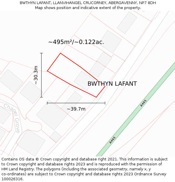 BWTHYN LAFANT, LLANVIHANGEL CRUCORNEY, ABERGAVENNY, NP7 8DH: Plot and title map