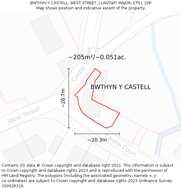 BWTHYN Y CASTELL, WEST STREET, LLANTWIT MAJOR, CF61 1SP: Plot and title map