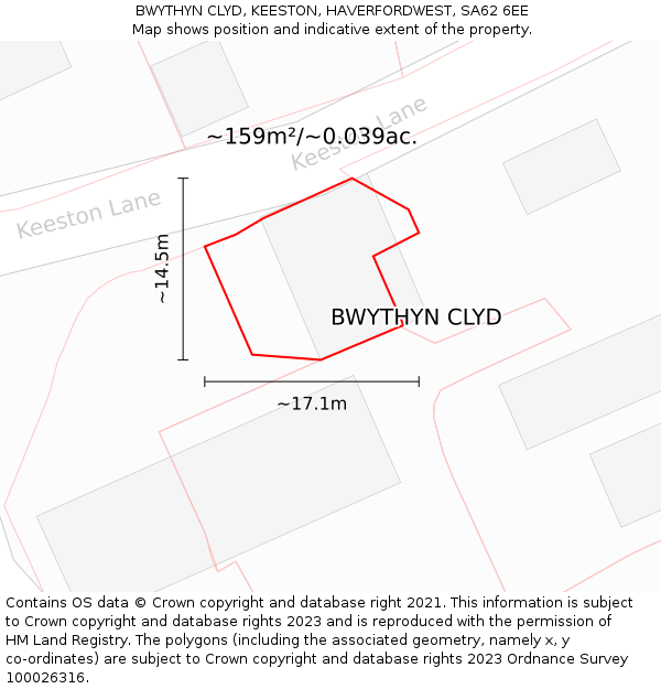 BWYTHYN CLYD, KEESTON, HAVERFORDWEST, SA62 6EE: Plot and title map