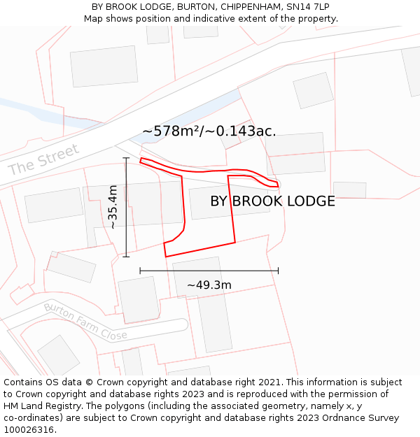 BY BROOK LODGE, BURTON, CHIPPENHAM, SN14 7LP: Plot and title map