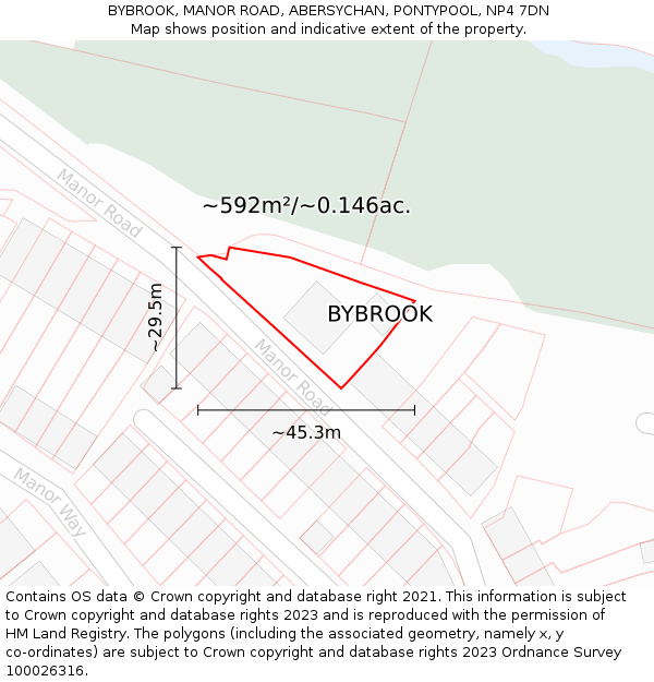 BYBROOK, MANOR ROAD, ABERSYCHAN, PONTYPOOL, NP4 7DN: Plot and title map