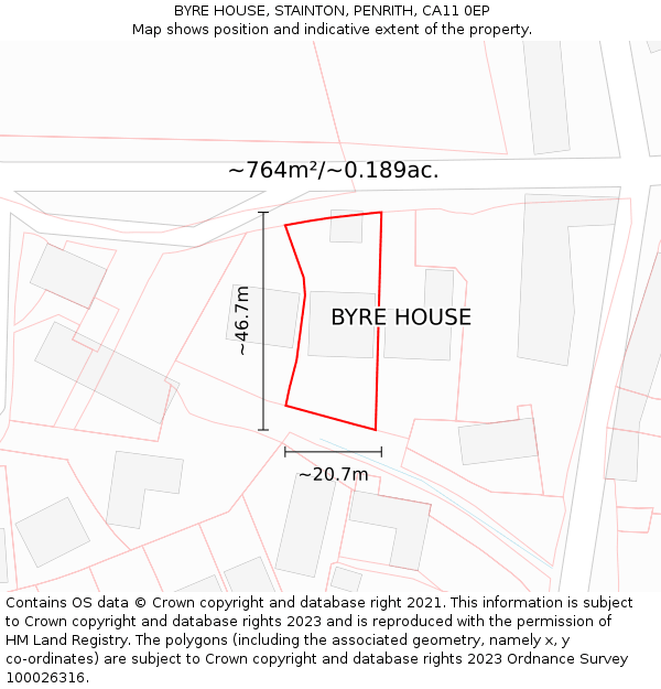 BYRE HOUSE, STAINTON, PENRITH, CA11 0EP: Plot and title map