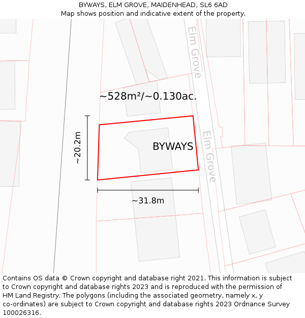 BYWAYS, ELM GROVE, MAIDENHEAD, SL6 6AD: Plot and title map