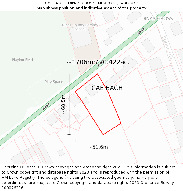 CAE BACH, DINAS CROSS, NEWPORT, SA42 0XB: Plot and title map