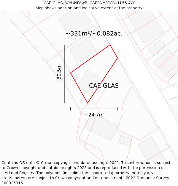 CAE GLAS, WAUNFAWR, CAERNARFON, LL55 4YY: Plot and title map