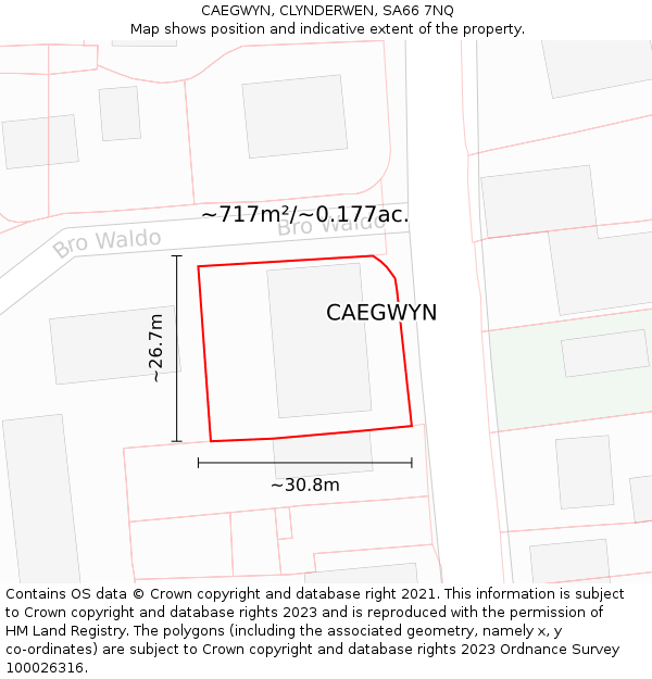 CAEGWYN, CLYNDERWEN, SA66 7NQ: Plot and title map