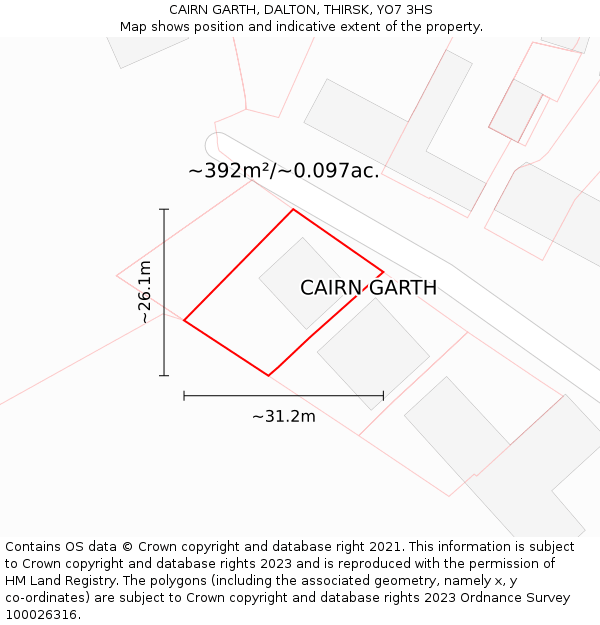 CAIRN GARTH, DALTON, THIRSK, YO7 3HS: Plot and title map