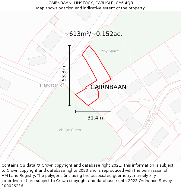 CAIRNBAAN, LINSTOCK, CARLISLE, CA6 4QB: Plot and title map