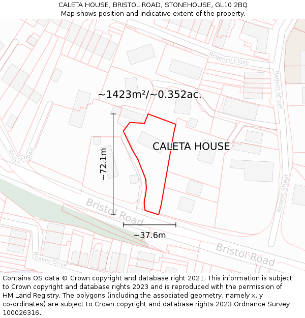 CALETA HOUSE, BRISTOL ROAD, STONEHOUSE, GL10 2BQ: Plot and title map