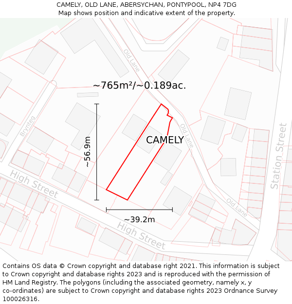 CAMELY, OLD LANE, ABERSYCHAN, PONTYPOOL, NP4 7DG: Plot and title map