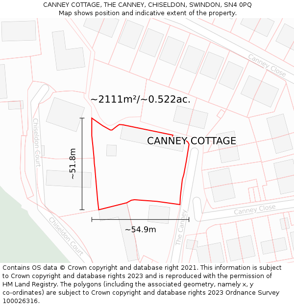 CANNEY COTTAGE, THE CANNEY, CHISELDON, SWINDON, SN4 0PQ: Plot and title map