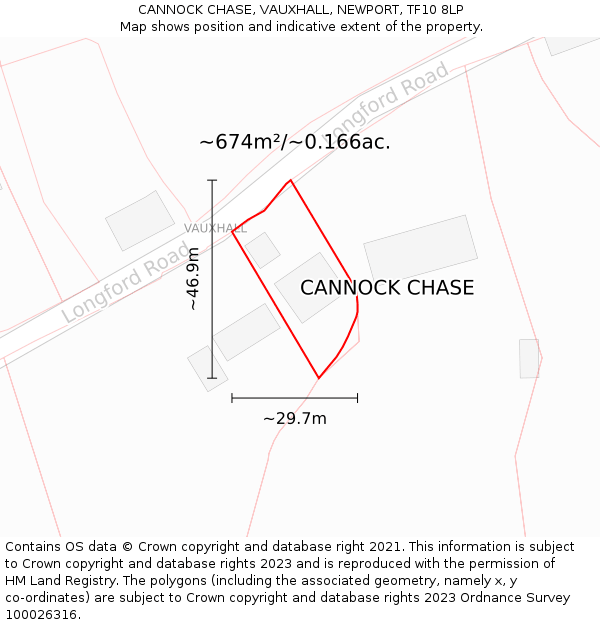 CANNOCK CHASE, VAUXHALL, NEWPORT, TF10 8LP: Plot and title map