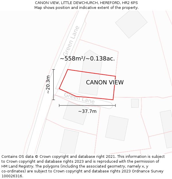 CANON VIEW, LITTLE DEWCHURCH, HEREFORD, HR2 6PS: Plot and title map