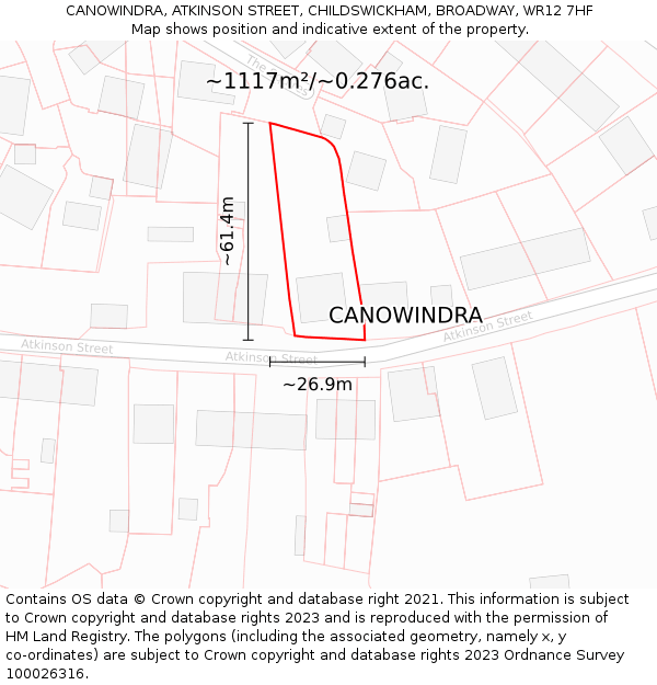 CANOWINDRA, ATKINSON STREET, CHILDSWICKHAM, BROADWAY, WR12 7HF: Plot and title map