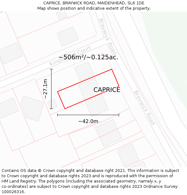 CAPRICE, BRAYWICK ROAD, MAIDENHEAD, SL6 1DE: Plot and title map