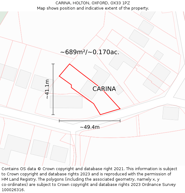 CARINA, HOLTON, OXFORD, OX33 1PZ: Plot and title map