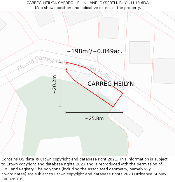 CARREG HEILYN, CARREG HEILIN LANE, DYSERTH, RHYL, LL18 6DA: Plot and title map